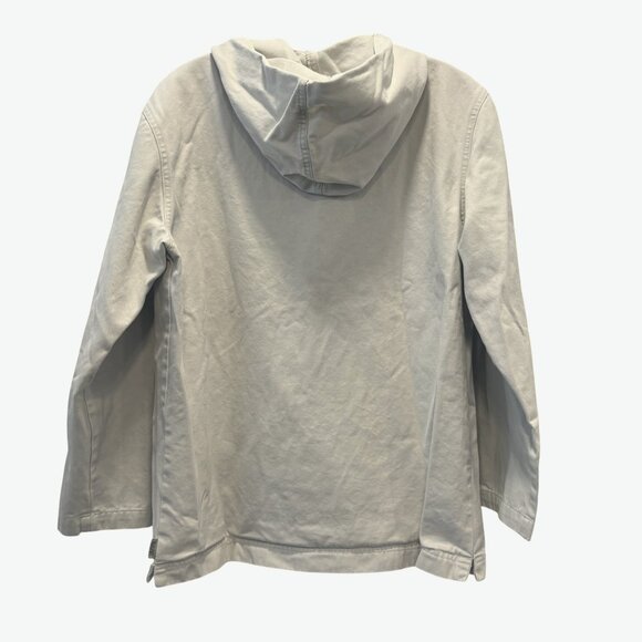 Vintage Canvas Cotton Hooded Jacket Small Cargo Zip hook&loop Neutral Cotton - Picture 2 of 8